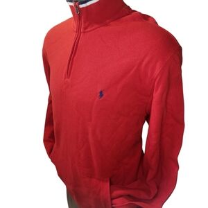 POLO RALPH LAUREN HALF ZIPPED RED PULLOVER  SWEATER MAN SIZE XL